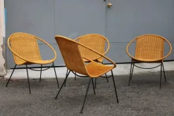 Pamono Garden Armchairs in Midollin & Metal Campo & Graffi Design attributed to Campo E Graffi, 1960s, Set of 4 New