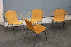 Pamono Garden Armchairs in Midollin & Metal Campo & Graffi Design attributed to Campo E Graffi, 1960s, Set of 4 New