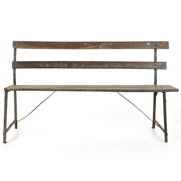 Pamono Garden Bench in Iron and Weathered Wood New