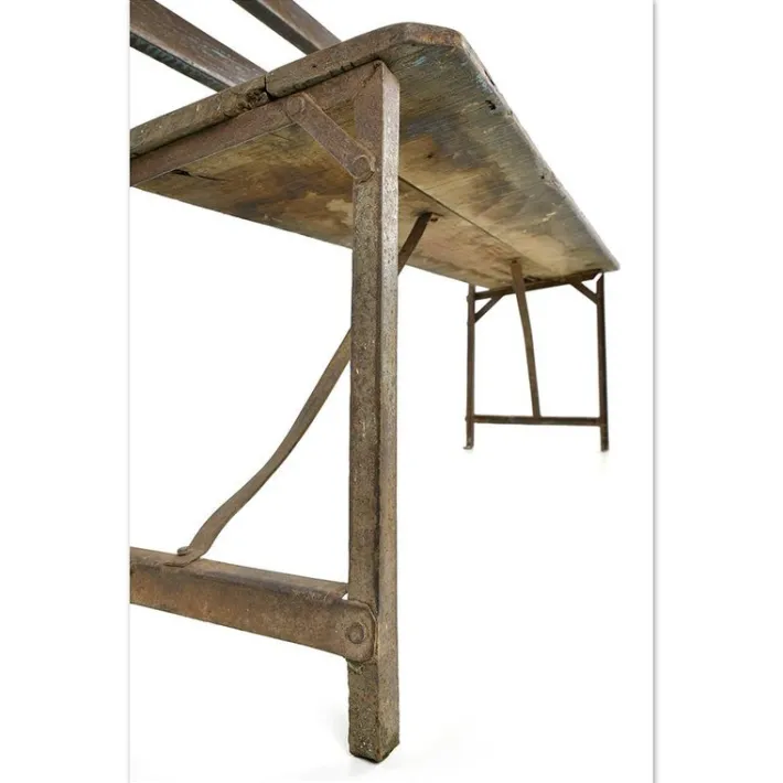 Pamono Garden Bench in Iron and Weathered Wood New