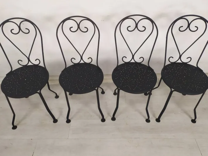 Pamono Garden Chairs in Black Iron, 1890s, Set of 4 Best