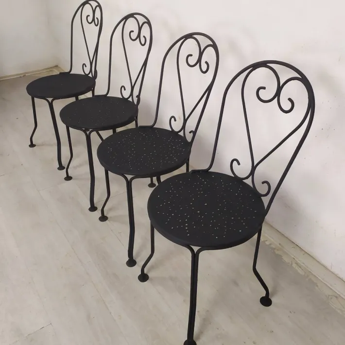 Pamono Garden Chairs in Black Iron, 1890s, Set of 4 Best