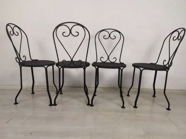 Pamono Garden Chairs in Black Iron, 1890s, Set of 4 Best