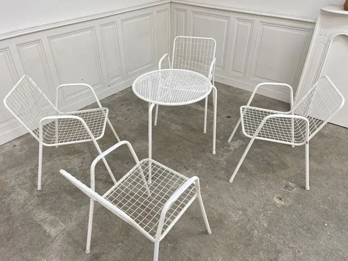 Pamono Garden Furniture in White Metal, 1970, Set of 5 Discount