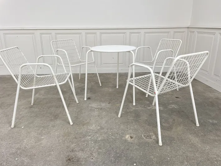 Pamono Garden Furniture in White Metal, 1970, Set of 5 Discount