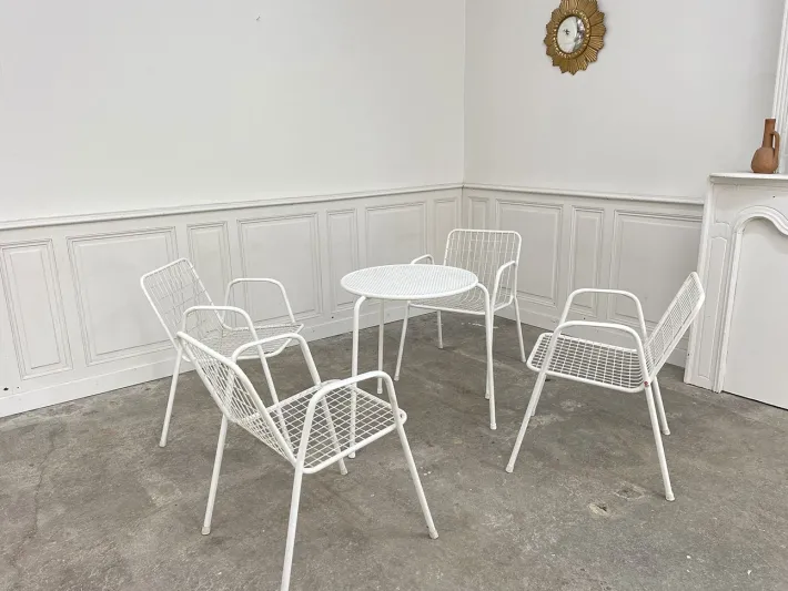 Pamono Garden Furniture in White Metal, 1970, Set of 5 Discount