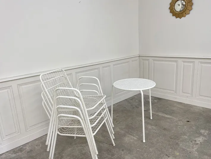Pamono Garden Furniture in White Metal, 1970, Set of 5 Discount