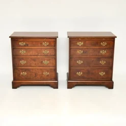 Pamono Georgian Style Burr Walnut Side Chests, 1950, Set of 2 New