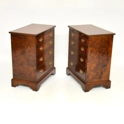 Pamono Georgian Style Burr Walnut Side Chests, 1950, Set of 2 New