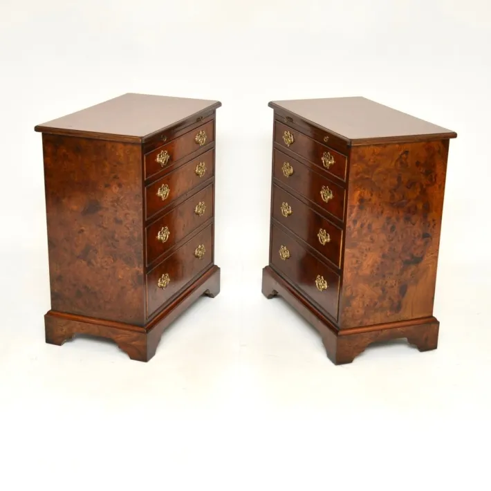Pamono Georgian Style Burr Walnut Side Chests, 1950, Set of 2 New