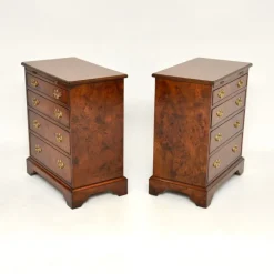 Pamono Georgian Style Burr Walnut Side Chests, 1950, Set of 2 New