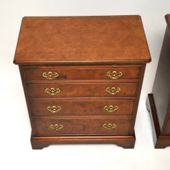 Pamono Georgian Style Burr Walnut Side Chests, 1950, Set of 2 New