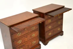 Pamono Georgian Style Burr Walnut Side Chests, 1950, Set of 2 New