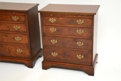 Pamono Georgian Style Burr Walnut Side Chests, 1950, Set of 2 New