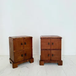 Pamono German Art Deco Night Cabinets in Walnut and Oak with Storage, 1920s, Set of 2 Discount