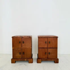 Pamono German Art Deco Night Cabinets in Walnut and Oak with Storage, 1920s, Set of 2 Discount