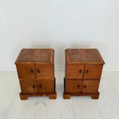 Pamono German Art Deco Night Cabinets in Walnut and Oak with Storage, 1920s, Set of 2 Discount