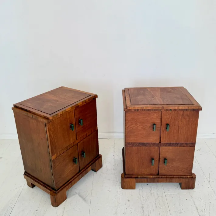 Pamono German Art Deco Night Cabinets in Walnut and Oak with Storage, 1920s, Set of 2 Discount