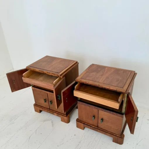 Pamono German Art Deco Night Cabinets in Walnut and Oak with Storage, 1920s, Set of 2 Discount