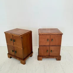 Pamono German Art Deco Night Cabinets in Walnut and Oak with Storage, 1920s, Set of 2 Discount