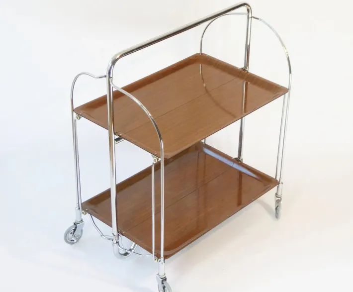 Pamono German Brown and Silver Bar Cart, 1970s Best