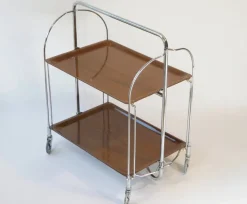 Pamono German Brown and Silver Bar Cart, 1970s Best