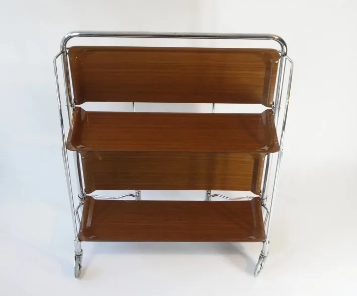 Pamono German Brown and Silver Bar Cart, 1970s Best