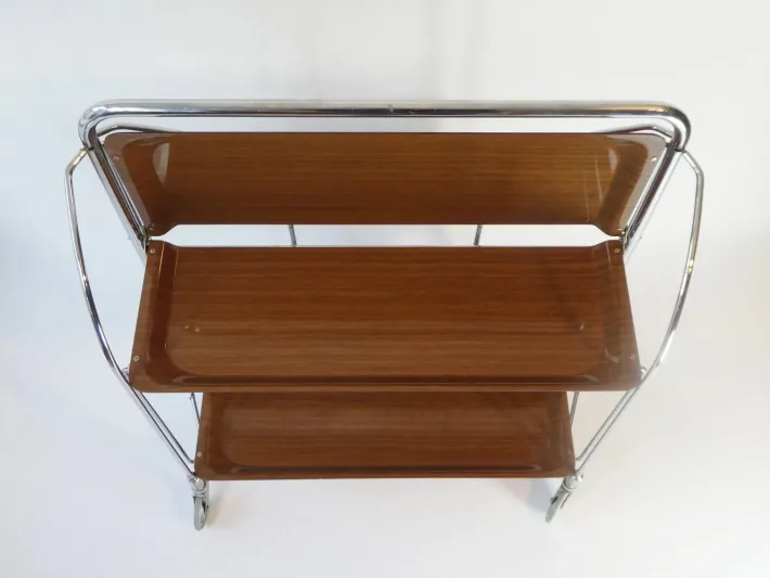 Pamono German Brown and Silver Bar Cart, 1970s Best
