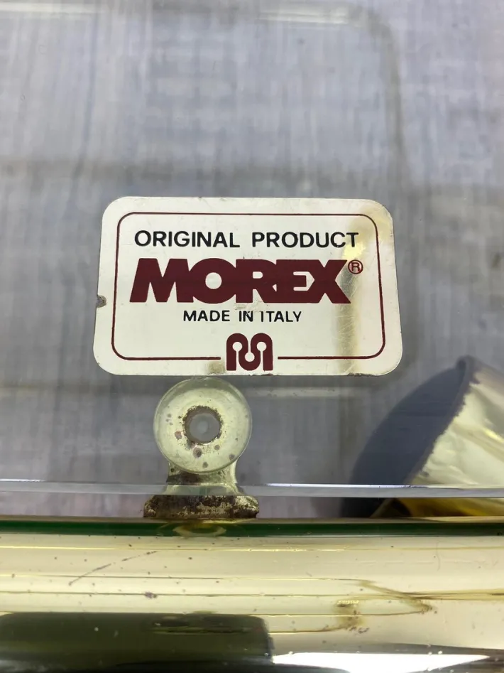 Pamono Glass & Golden Metal Serving Cart Trolley by Morex, Italy, 1980s Outlet