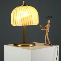 Pamono Glass and Brass Table Lamp, 1970 Sale