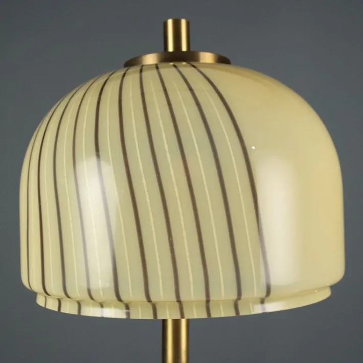 Pamono Glass and Brass Table Lamp, 1970 Sale