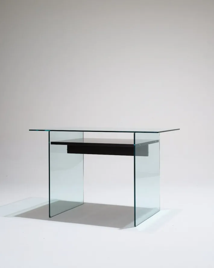 Pamono Glass and Wood Desk from Artelano, 1980s Clearance