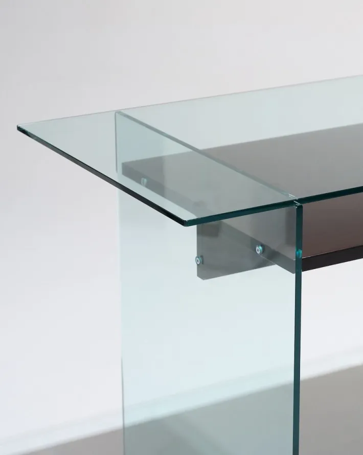 Pamono Glass and Wood Desk from Artelano, 1980s Clearance