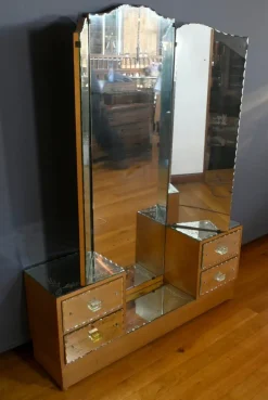 Pamono Glass Dressing Table in Fruit Wood, 1950 Clearance