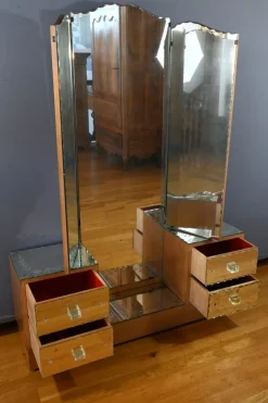 Pamono Glass Dressing Table in Fruit Wood, 1950 Clearance