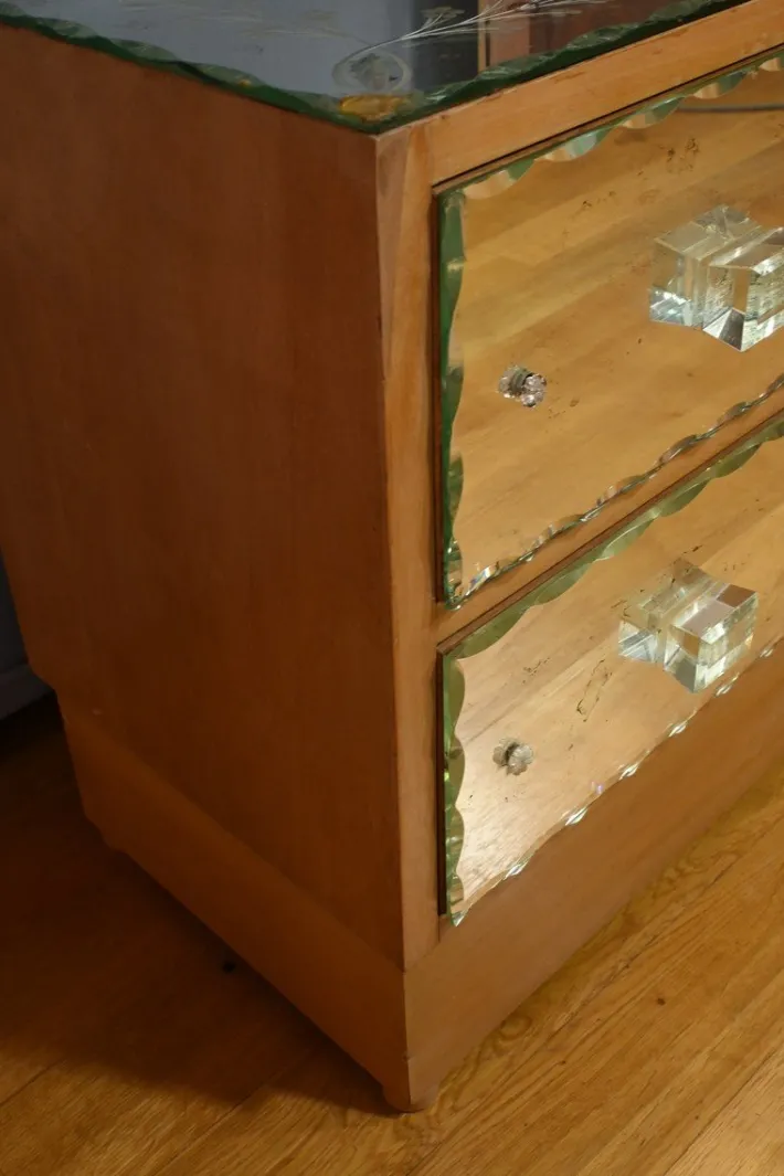 Pamono Glass Dressing Table in Fruit Wood, 1950 Clearance