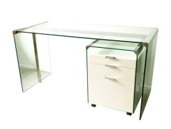 Pamono Glass, Painted Wood and Chrome-Plated Metal Desk by Gallotti e Radice, 1990s Best