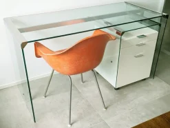 Pamono Glass, Painted Wood and Chrome-Plated Metal Desk by Gallotti e Radice, 1990s Best