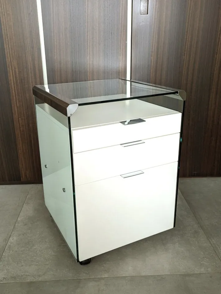 Pamono Glass, Painted Wood and Chrome-Plated Metal Desk by Gallotti e Radice, 1990s Best