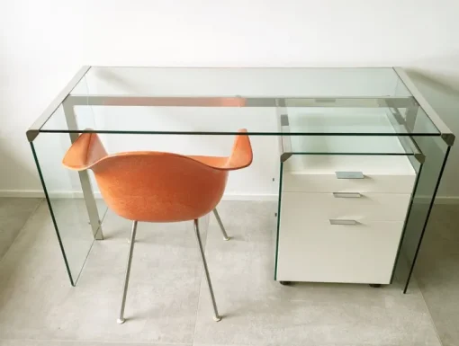 Pamono Glass, Painted Wood and Chrome-Plated Metal Desk by Gallotti e Radice, 1990s Best