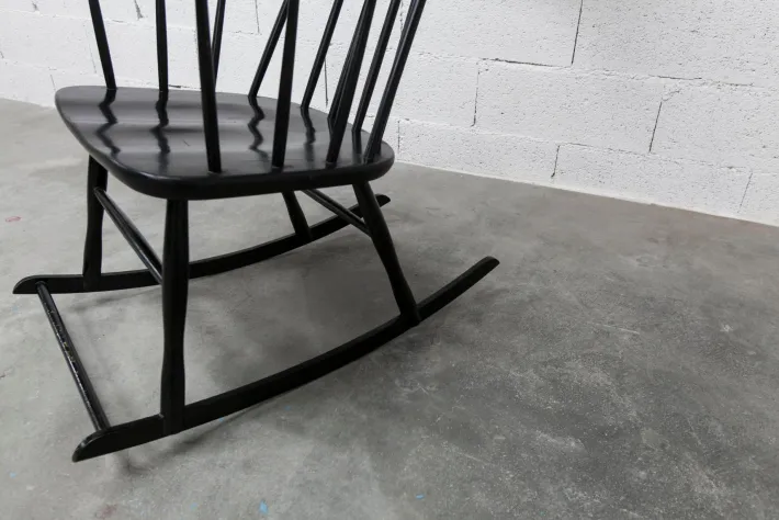 Pamono Grandessa Rocking Chair in Black Beech attributed to Lena Larsson for Nesto, 1960s Best