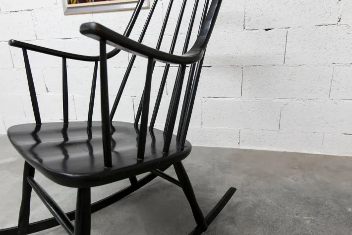 Pamono Grandessa Rocking Chair in Black Beech attributed to Lena Larsson for Nesto, 1960s Best