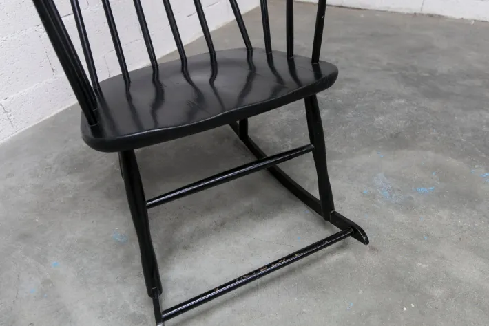 Pamono Grandessa Rocking Chair in Black Beech attributed to Lena Larsson for Nesto, 1960s Best