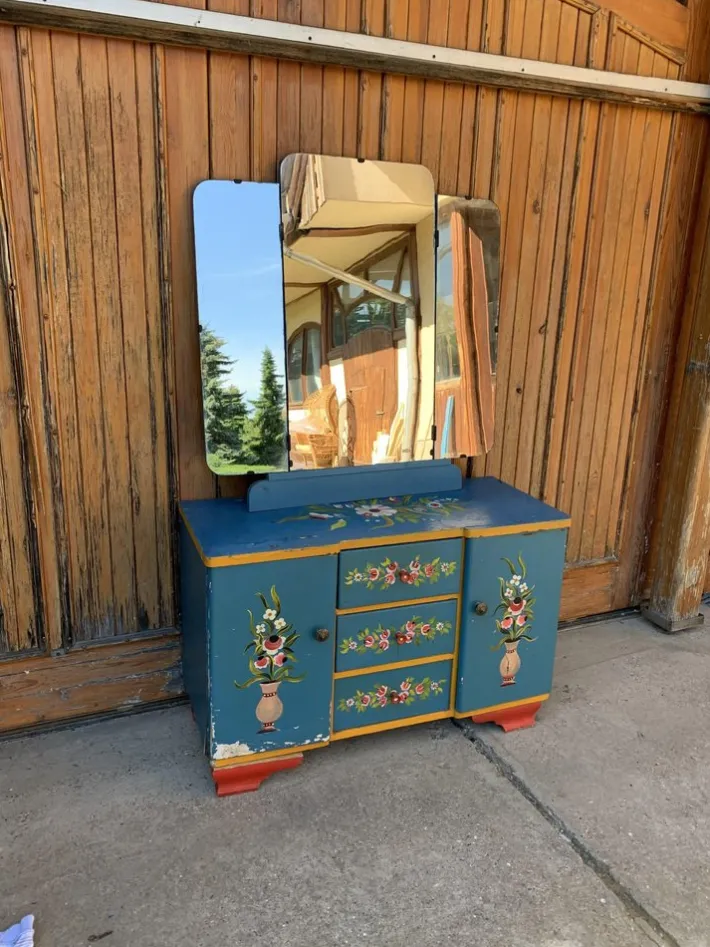 Pamono Hand Painted Wooden Dressing Table, 1940s Discount