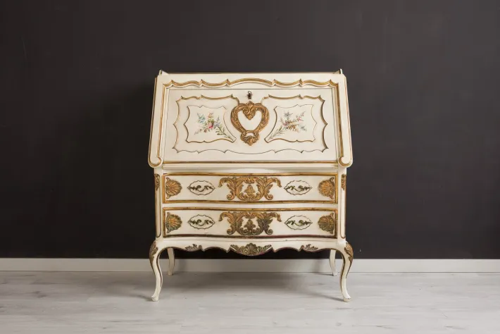 Pamono Hand-Painted and Gilded Secretaire, 1950s Clearance