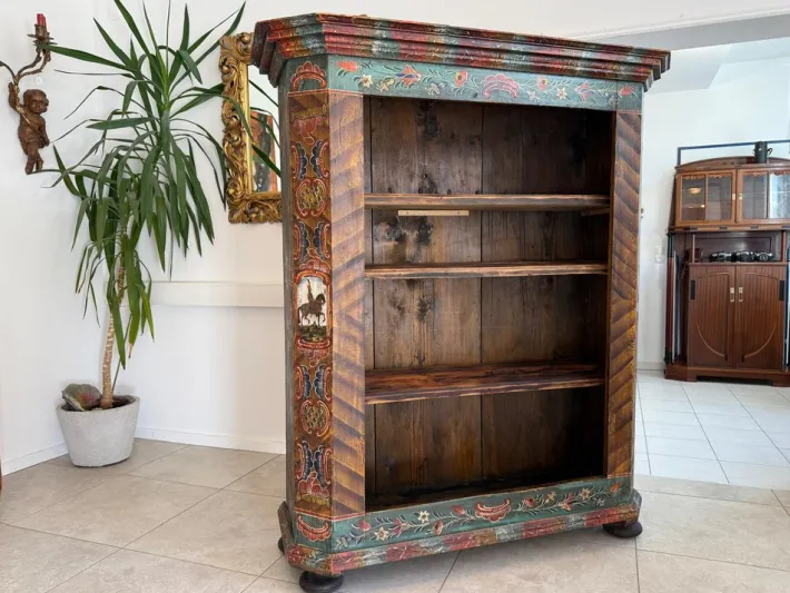 Pamono Hand-Painted Farmers Shelf, Bookcase, Tyrol Farmers Box, Riders Box G2030 New