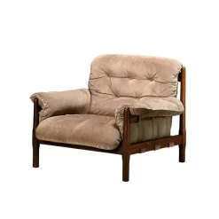 Pamono Hardwood and Suede Lounge Chair in the style of Percival Lafer and Jean Gillon, 1960s New
