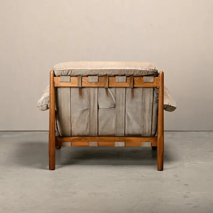 Pamono Hardwood and Suede Lounge Chair in the style of Percival Lafer and Jean Gillon, 1960s New