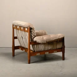 Pamono Hardwood and Suede Lounge Chair in the style of Percival Lafer and Jean Gillon, 1960s New