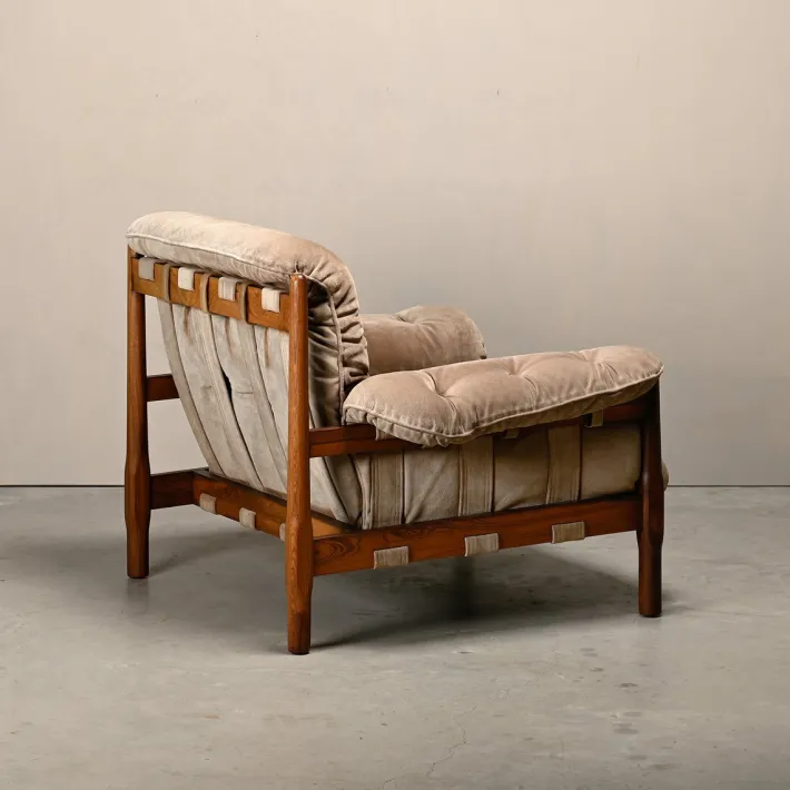 Pamono Hardwood and Suede Lounge Chair in the style of Percival Lafer and Jean Gillon, 1960s New